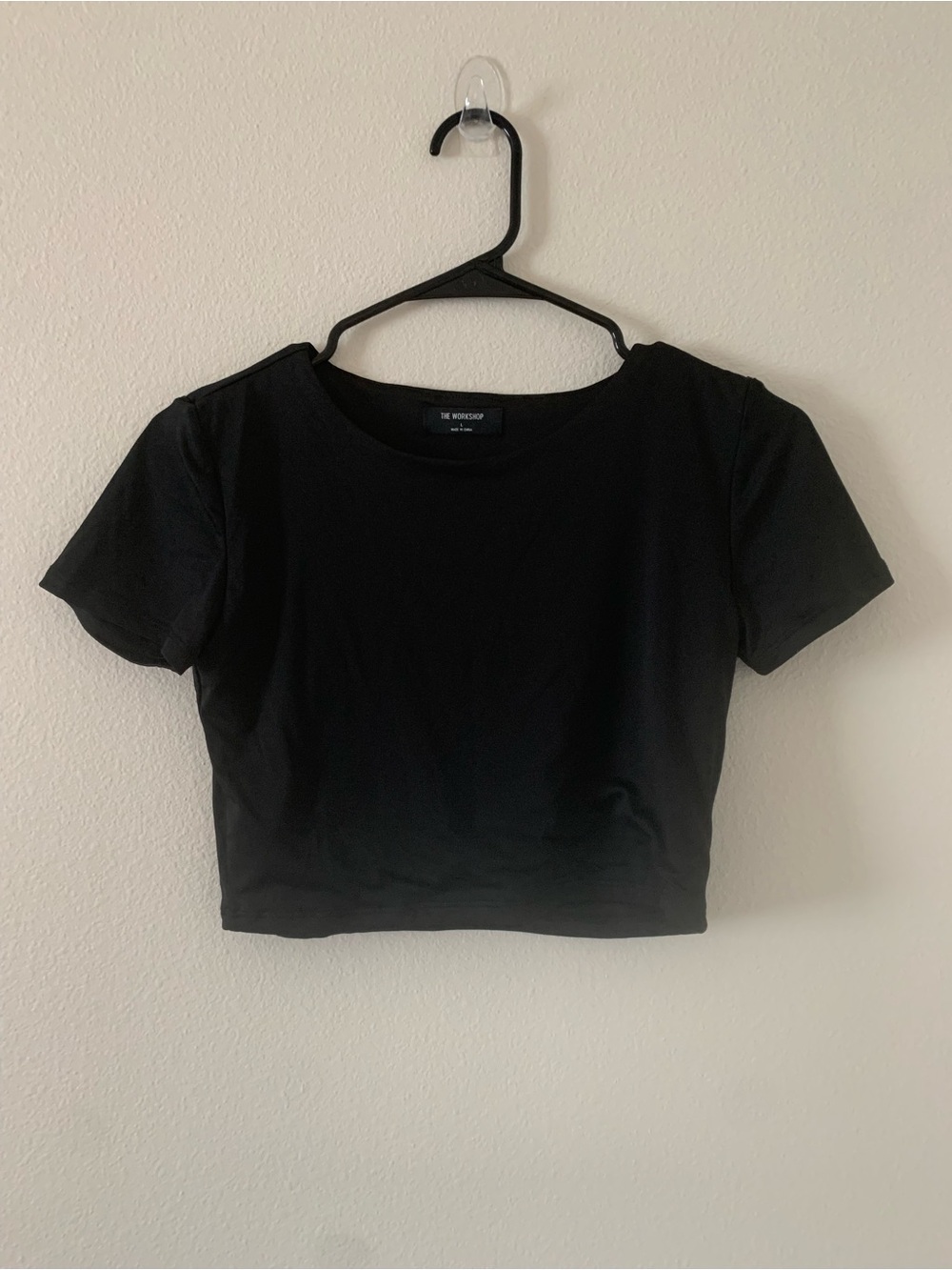 Workshop Republic Clothing Black Cropped Tee - Crew Neck Short Sleeve